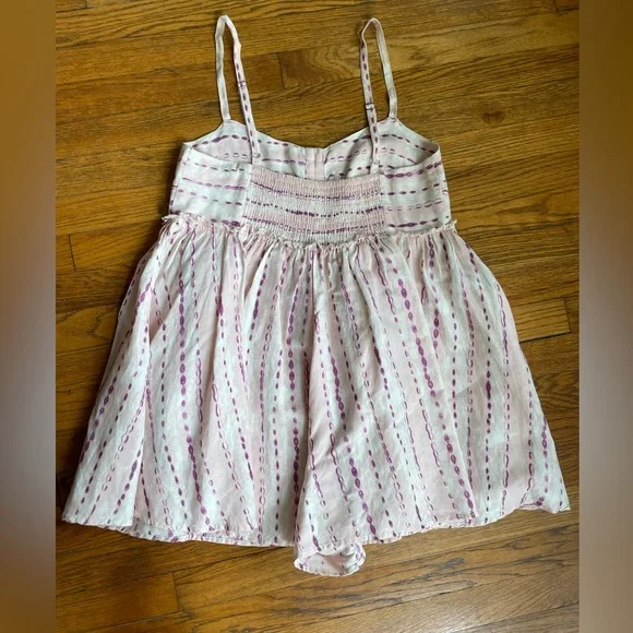 Free People Ocean Ave Pink & Ivory Linen Romper Size Small - Picture 4 of 7